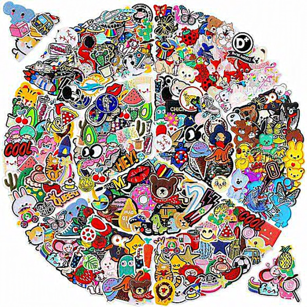 100Pcs Random Assorted Styles Funny‎ Repair Embroidered Appliques Patches